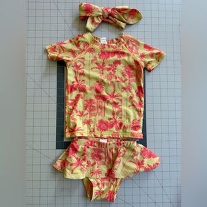 Kate Quinn Swim Suit Set - Rash Guard, Skirted Bottom & Headband 18-24m